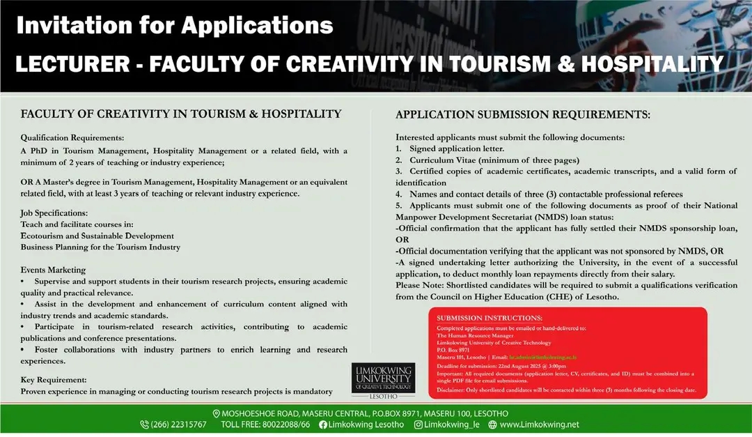Lecturer Faculty of Creativity in Tourism and Hospitality