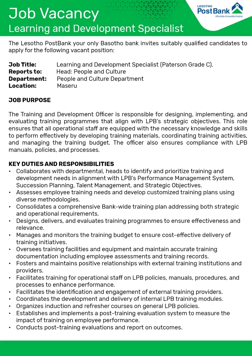 Learning and Development Specialist
