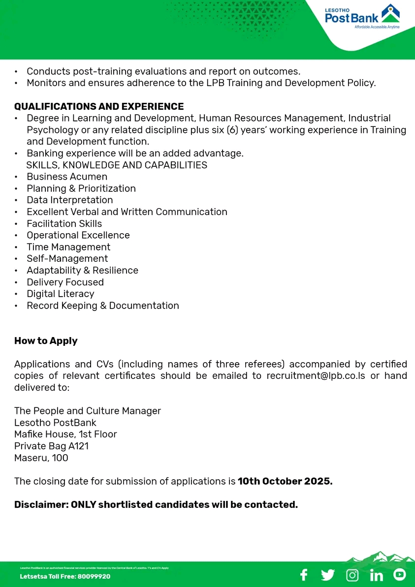 Learning and Development Specialist